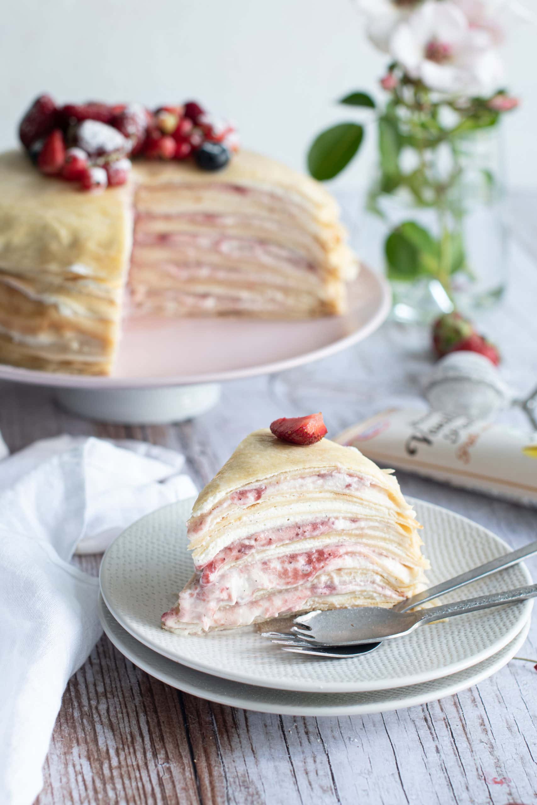 Gâteau millecrêpes vanillé fraises Citronelle and Cardamome